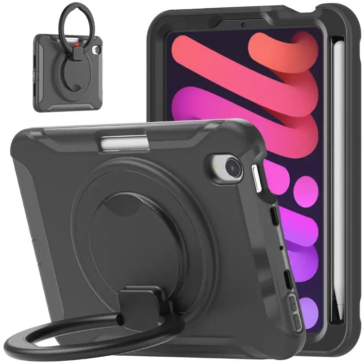 Heavy Duty TPU Hybrid PC Tablet Case with 360 Rotation Handle Grip Holder & Pen Slot For iPad mini 6 / mini 2024