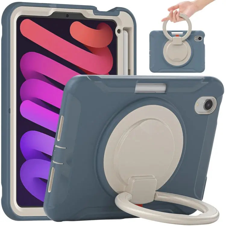 Heavy Duty TPU Hybrid PC Tablet Case with 360 Rotation Handle Grip Holder & Pen Slot For iPad mini 6 / mini 2024