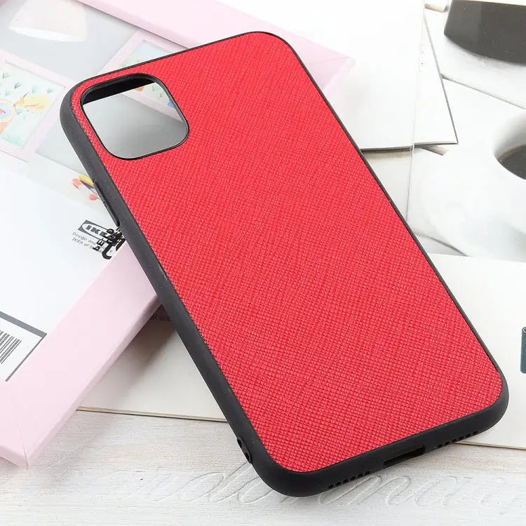Hella Cross Texture Genuine Leather Protective Case For iPhone 11 For iPhone 11 Pro For iPhone 11 Pro Max For iPhone 12
