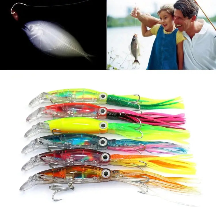 HENGJIA Octopus Shape Artificial Fishing Lures Bionic Fishing Bait with Hooks Length: 14 cm Random Color Delivery