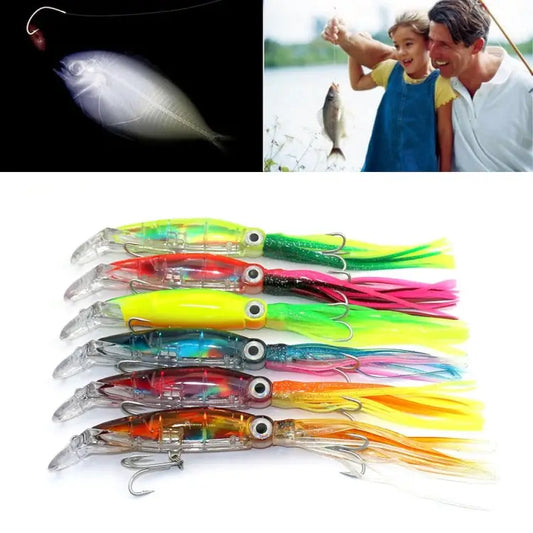 HENGJIA Octopus Shape Artificial Fishing Lures Bionic Fishing Bait with Hooks Length: 14 cm Random Color Delivery