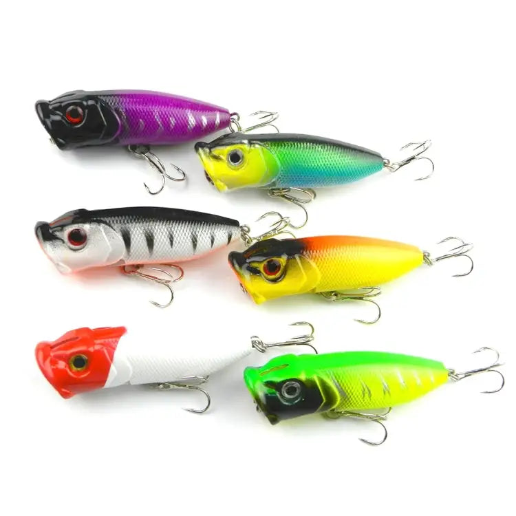 HENGJIA Plastic Artificial Fishing Lures Popper Bionic Fishing Bait with Hooks Length: 6.5 cm Random Color Delivery