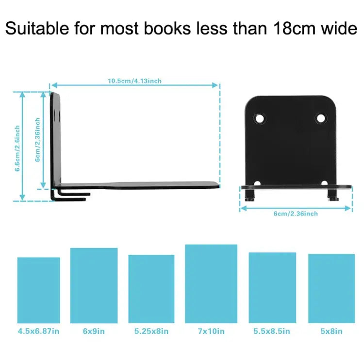 Hidden Stainless Steel Suspended Bookshelf Wall Support Frame Wall Mounted Bracket Stainless Steel Shelf White