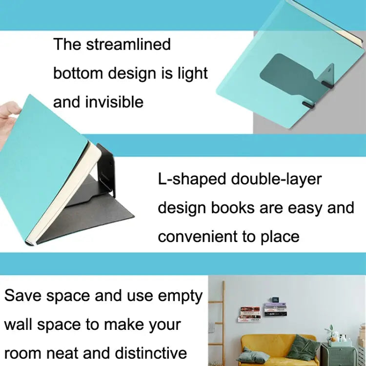 Hidden Stainless Steel Suspended Bookshelf Wall Support Frame Wall Mounted Bracket Stainless Steel Shelf White