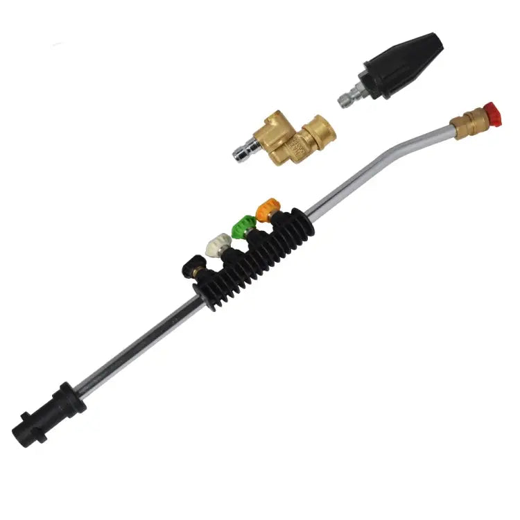 High Pressure Car Wash Water Gun 1/4 Quick Plug Interface Fan Shaped Five Color Nozzle Stainless Steel Elbow Extension