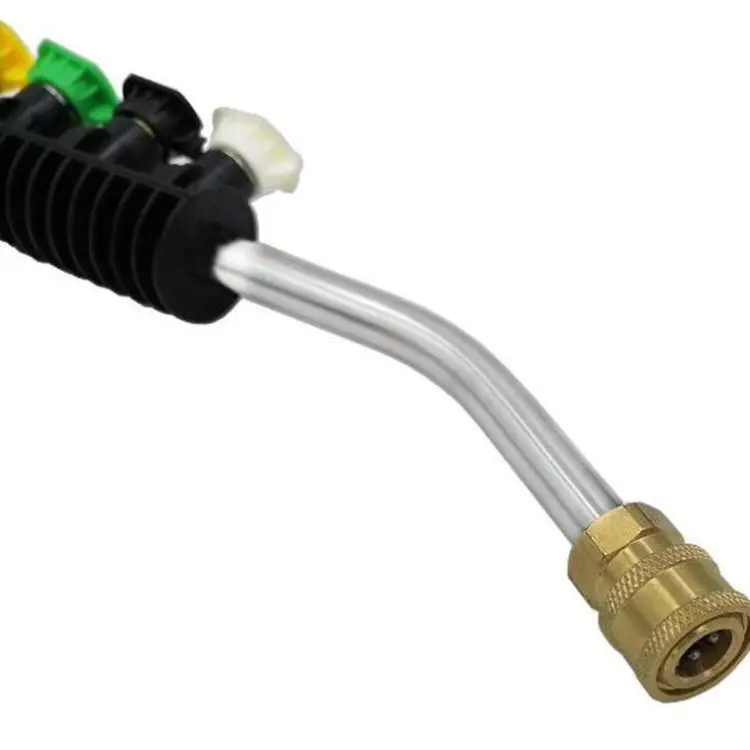 High Pressure Car Wash Water Gun 1/4 Quick Plug Interface Fan Shaped Five Color Nozzle Stainless Steel Elbow Extension