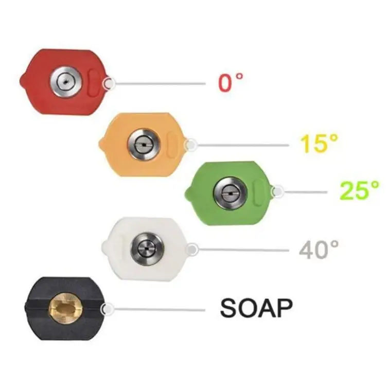 High Pressure Car Wash Water Gun 1/4 Quick Plug Interface Fan Shaped Five Color Nozzle Stainless Steel Elbow Extension