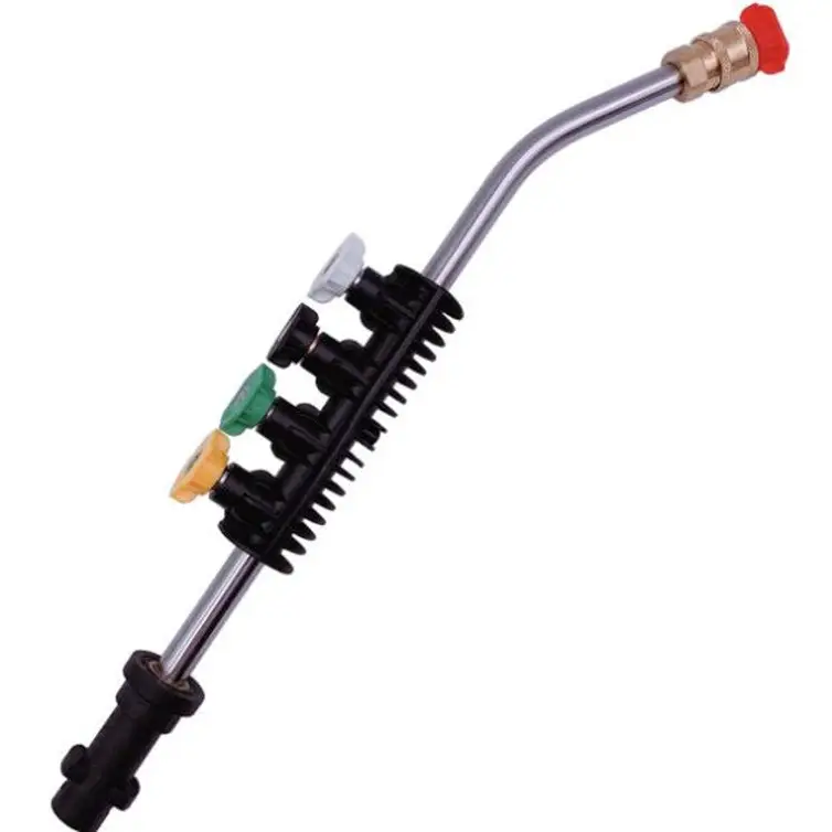 High Pressure Car Wash Water Gun 1/4 Quick Plug Interface Fan Shaped Five Color Nozzle Stainless Steel Elbow Extension