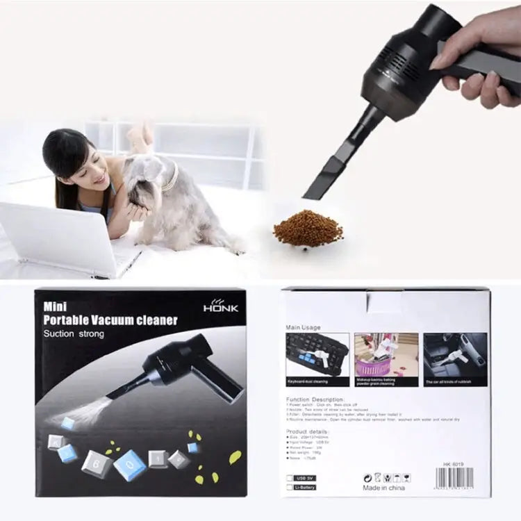 HK-6019A 3.5W Portable USB Powerful Suction Cleaner Computer Keyboard Brush Nozzle Dust Collector Handheld Sucker Clean