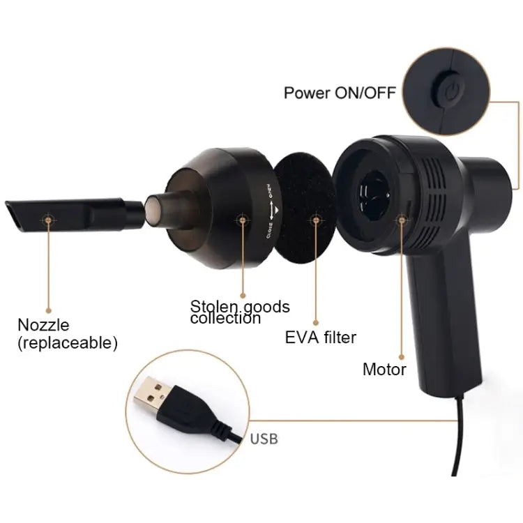 HK-6019A 3.5W Portable USB Powerful Suction Cleaner Computer Keyboard Brush Nozzle Dust Collector Handheld Sucker Clean