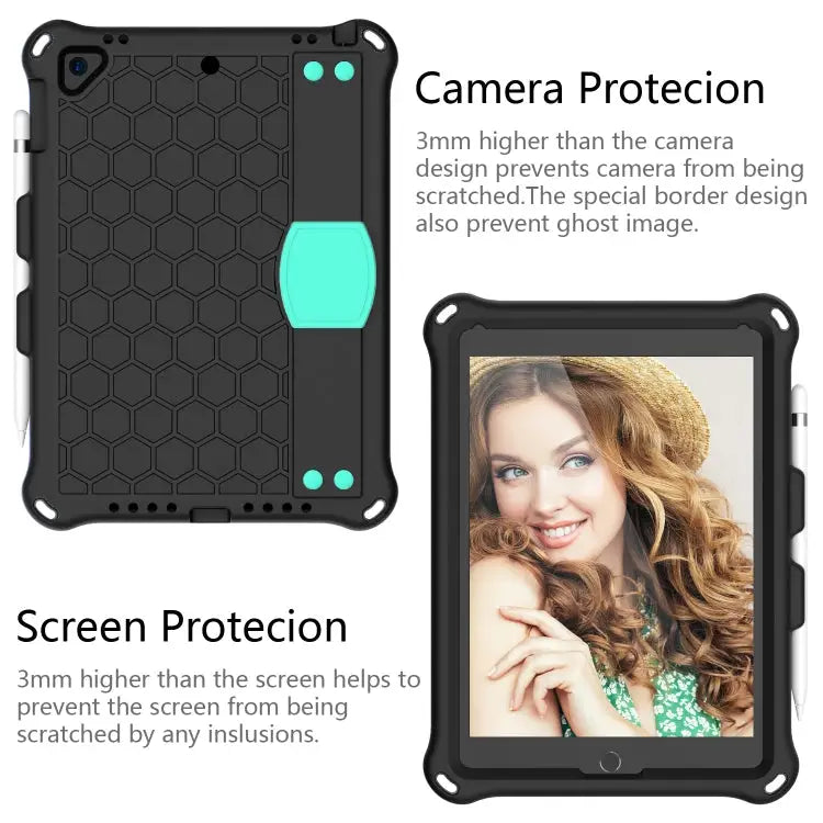 Honeycomb Design EVA + PC Four Corner Anti Falling Flat Protective Shell With Straps For iPad 9.7 2017/2018 - Apple