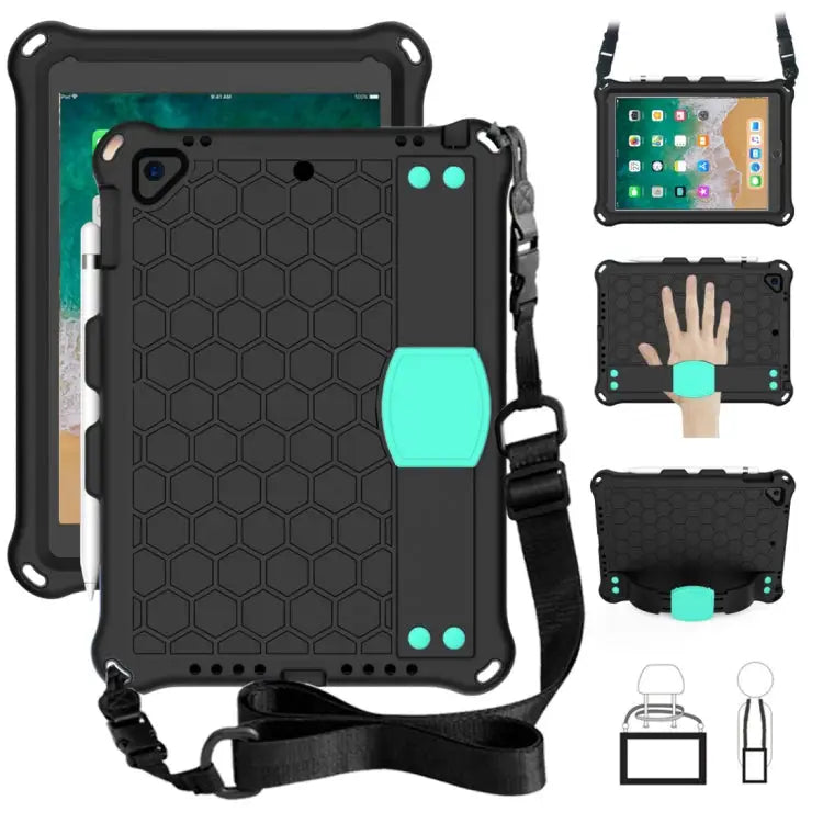 Honeycomb Design EVA + PC Four Corner Anti Falling Flat Protective Shell With Straps For iPad 9.7 2017/2018 - For iPad