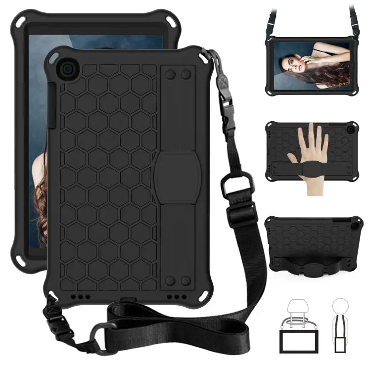 Honeycomb Design EVA + PC Four Corner Anti Falling Flat Protective Shell With Straps For iPad mini 5 / 4 / 3 / 2 /1