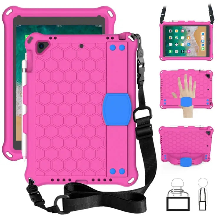 Honeycomb Design EVA + PC Four Corner Anti Falling Flat Protective Shell With Straps For iPad 9.7 2017/2018 - For iPad
