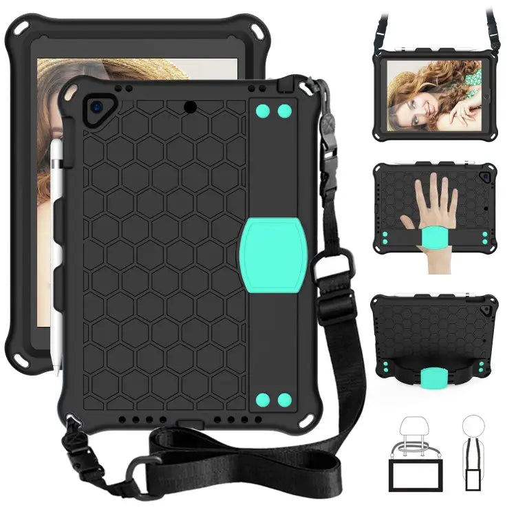 Honeycomb Design EVA + PC Four Corner Anti Falling Flat Protective Shell With Straps For iPad 9.7 2017/2018 - Apple