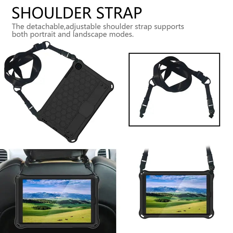 Honeycomb Design EVA + PC Four Corner Anti Falling Flat Protective Shell With Straps For iPad mini 5 / 4 / 3 / 2 /1