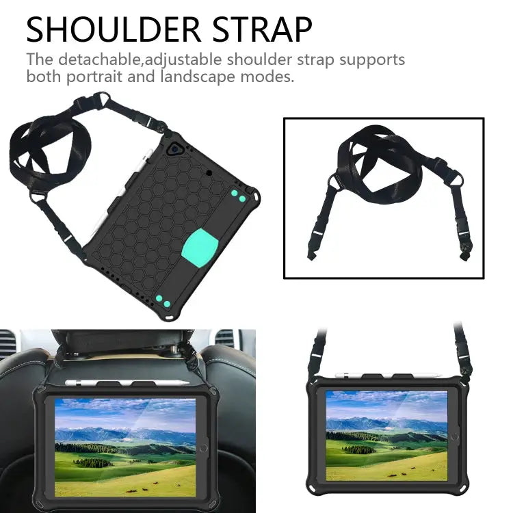 Honeycomb Design EVA + PC Four Corner Anti Falling Flat Protective Shell With Straps For iPad 9.7 2017/2018 - Apple