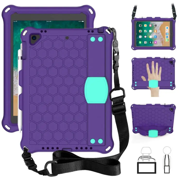 Honeycomb Design EVA + PC Four Corner Anti Falling Flat Protective Shell With Straps For iPad 9.7 2017/2018 - For iPad