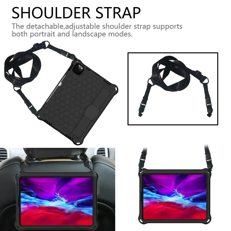 Honeycomb Design EVA + PC Four Corner Anti Falling Flat Protective Shell With Straps For iPad Pro 11 2020 - Apple