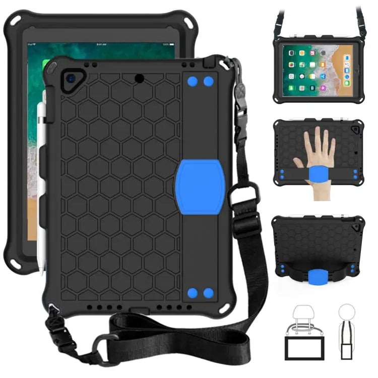 Honeycomb Design EVA + PC Four Corner Anti Falling Flat Protective Shell With Straps For iPad 9.7 2017/2018 - For iPad