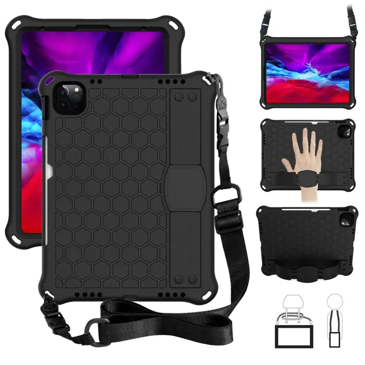 Honeycomb Design EVA + PC Material Four Corner Anti Falling Flat Protective Shell with Strap For iPad Air 2022 / 2020