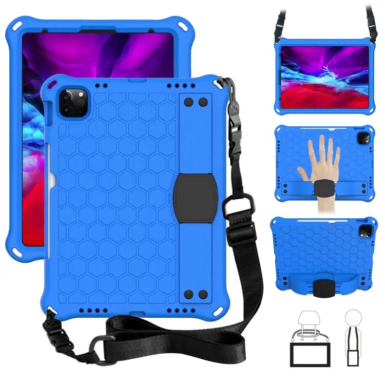 Honeycomb Design EVA + PC Material Four Corner Anti Falling Flat Protective Shell with Strap For iPad Air 2022 / 2020