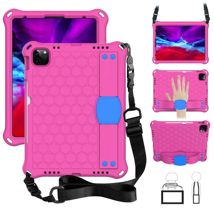 Honeycomb Design EVA + PC Material Four Corner Anti Falling Flat Protective Shell with Strap For iPad Air 2022 / 2020
