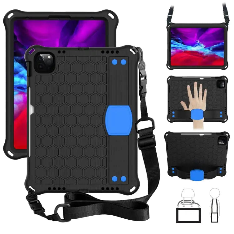 Honeycomb Design EVA + PC Material Four Corner Anti Falling Flat Protective Shell with Strap For iPad Air 2022 / 2020
