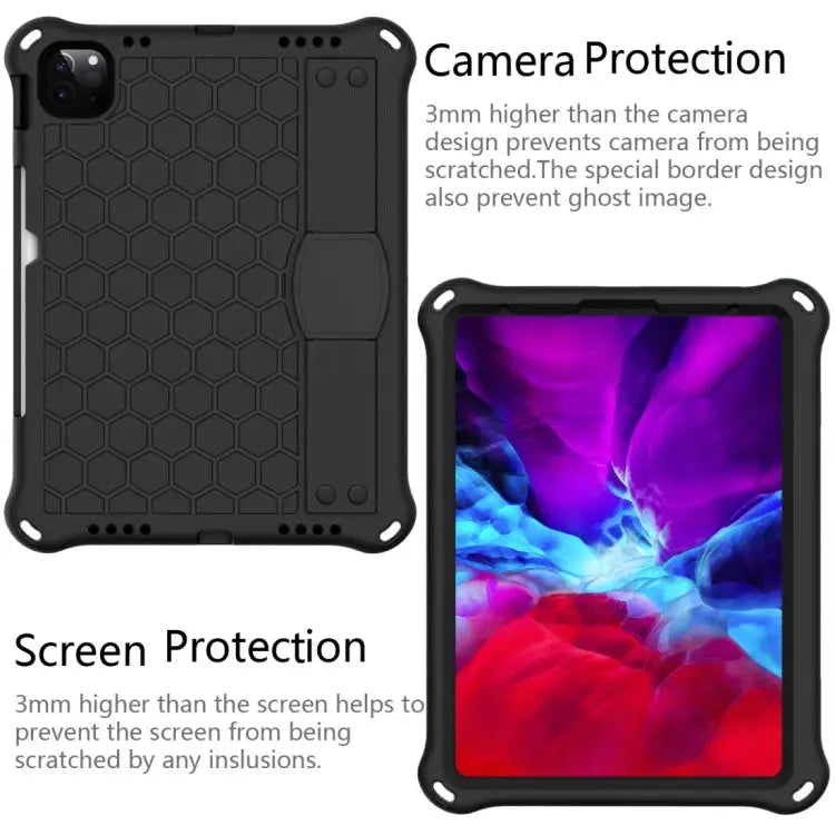 Honeycomb Design EVA + PC Material Four Corner Anti Falling Flat Protective Shell with Strap For iPad Air 2022 / 2020