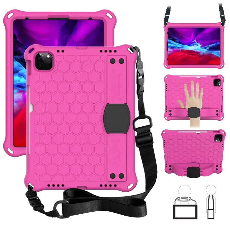 Honeycomb Design EVA + PC Material Four Corner Anti Falling Flat Protective Shell with Strap For iPad Air 2022 / 2020