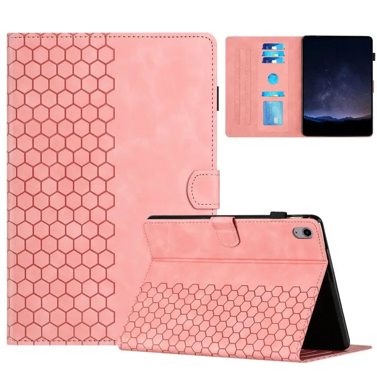 Honeycomb Embossed Leather Smart Tablet Case For iPad Pro 11 2024 / Air 10.9 2022 For iPad 10th Gen 10.9 2022 For iPad