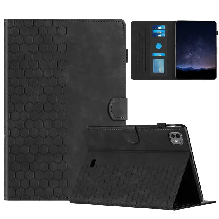 Honeycomb Embossed Leather Smart Tablet Case For iPad Pro 11 2024 / Air 10.9 2022 For iPad 10th Gen 10.9 2022 For iPad