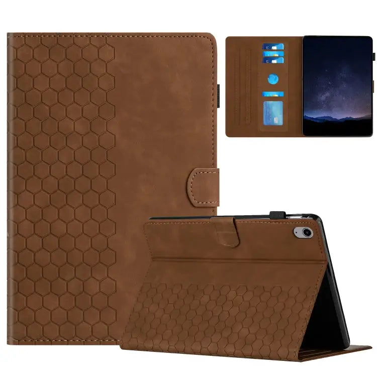 Honeycomb Embossed Leather Smart Tablet Case For iPad Pro 11 2024 / Air 10.9 2022 For iPad 10th Gen 10.9 2022 For iPad