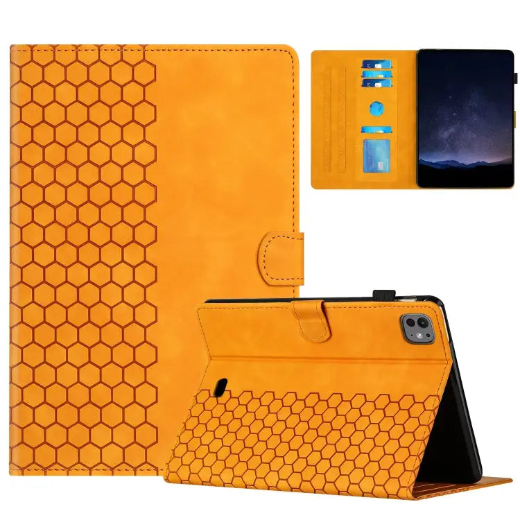 Honeycomb Embossed Leather Smart Tablet Case For iPad Pro 11 2024 / Air 10.9 2022 For iPad 10th Gen 10.9 2022 For iPad