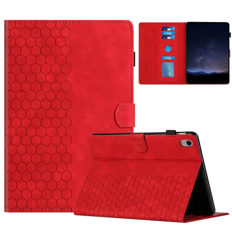 Honeycomb Embossed Leather Smart Tablet Case For iPad Pro 11 2024 / Air 10.9 2022 For iPad 10th Gen 10.9 2022 For iPad