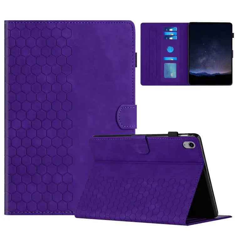 Honeycomb Embossed Leather Smart Tablet Case For iPad Pro 11 2024 / Air 10.9 2022 For iPad 10th Gen 10.9 2022 For iPad