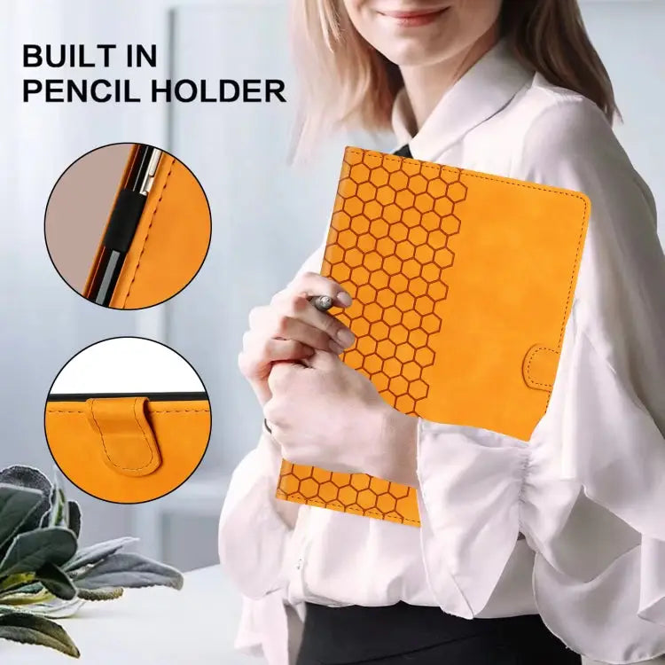 Honeycomb Embossed Leather Smart Tablet Case For iPad Pro 11 2024 / Air 10.9 2022 For iPad 10th Gen 10.9 2022 For iPad