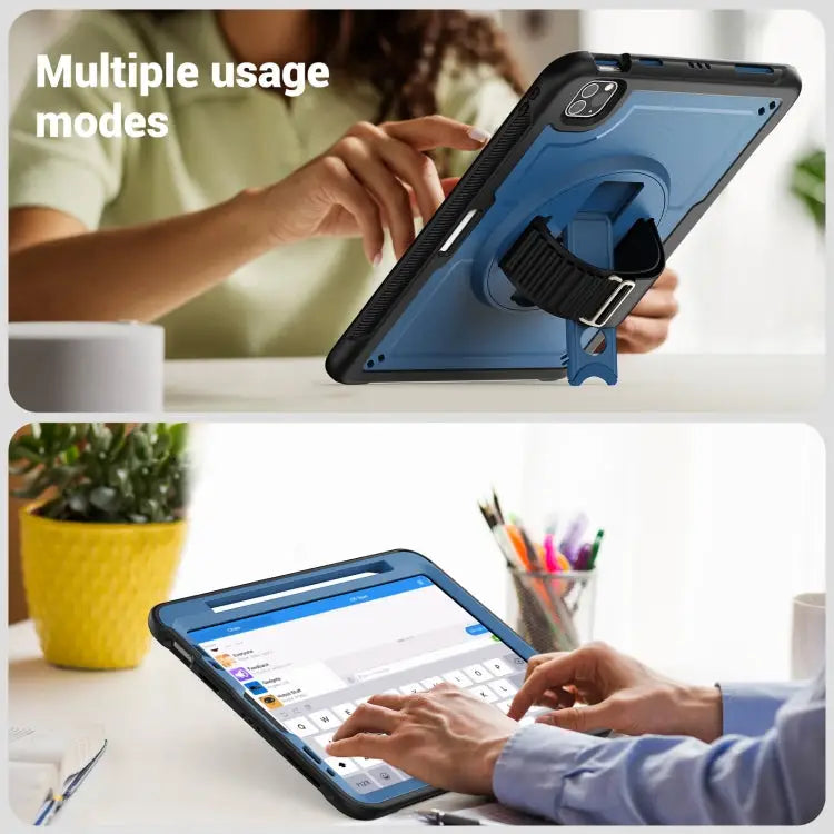 Honeycomb Hand Grip Turntable Stand Tablet Case For iPad Air 2022 10.9 / Pro 11 2022 For iPad 10.2 2021 / 2020 / 10.5