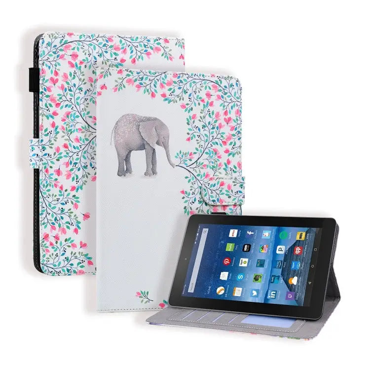 Horizontal Flip Leather Case with Card Slots & Holder & Photo Frame For Amazon Fire HD 8 (2017) - For Amazon Fire HD 8