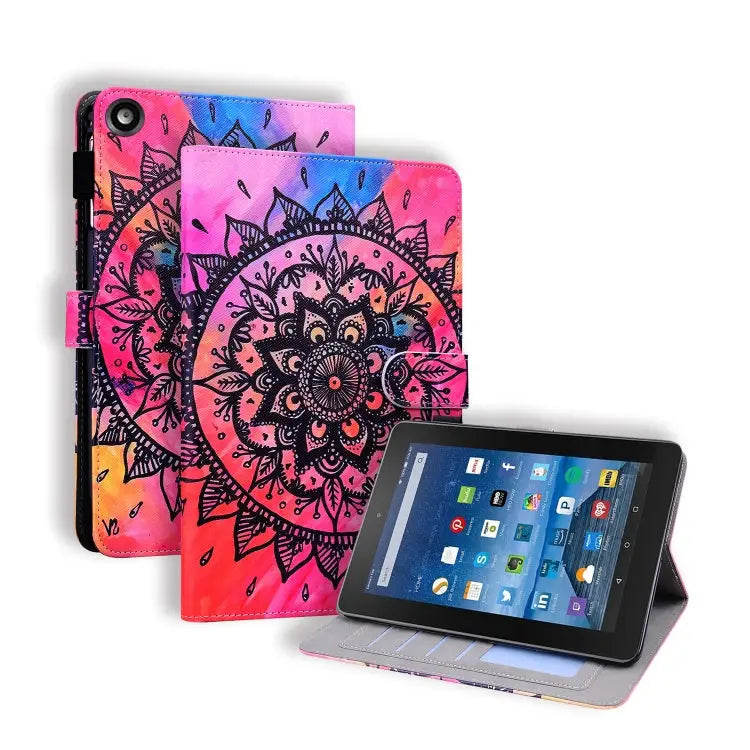 Horizontal Flip Leather Case with Card Slots & Holder & Photo Frame For Amazon Fire HD 8 (2017) - For Amazon Fire HD 8