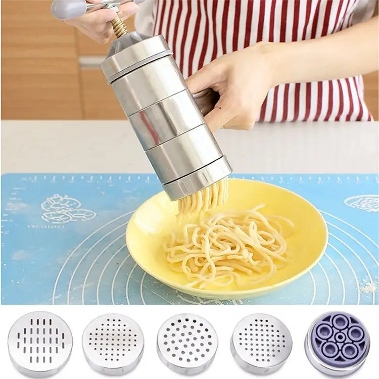 Household Stainless Steel Manual Pasta Machine Hand Pressure Noodle Machine Noodle Maker with 5 Models Pressure Noodle