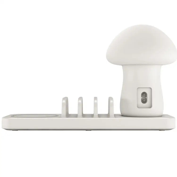 HQ-UD12 Universal 4 in 1 40W QC3.0 3 USB Ports + Wireless Charger Mobile Phone Charging Station with Mushroom Shape LED
