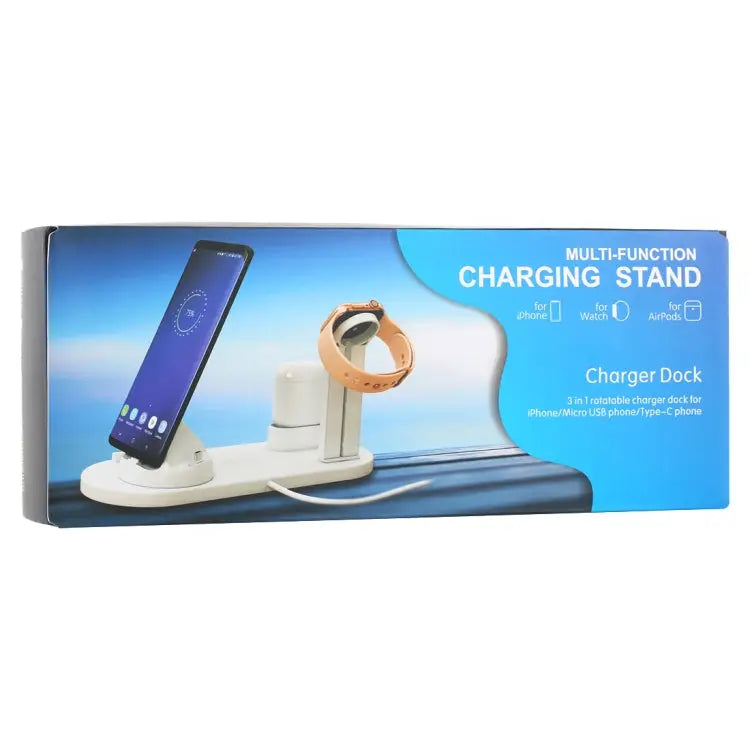 HQ-UD15 Rotatable Wireless Charging Base with Stand for Phones / iWatches / AirPods (Silver)