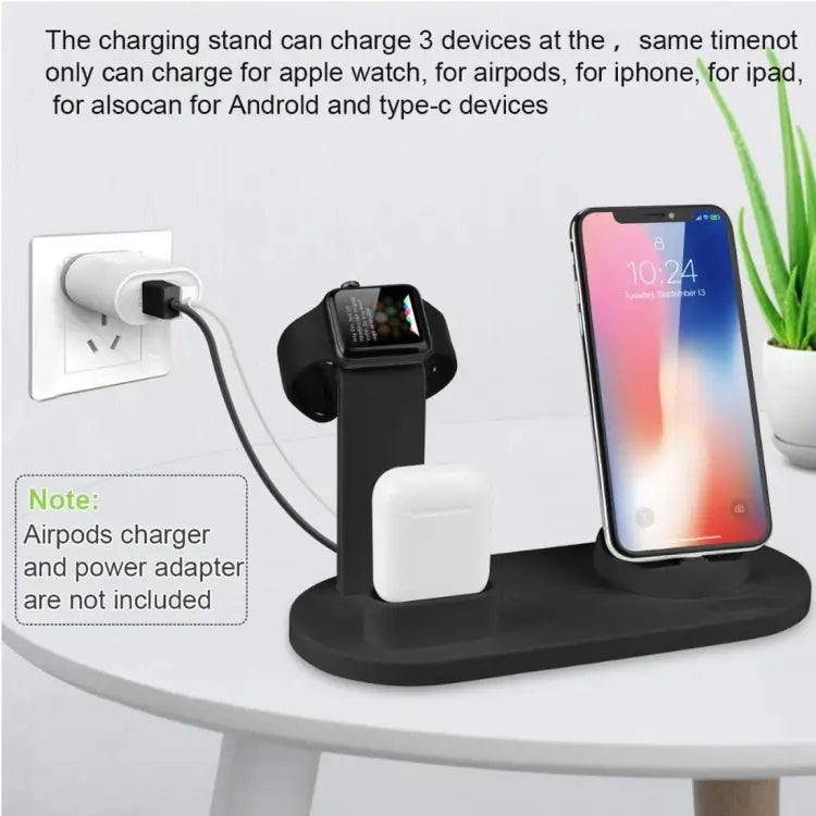 HQ-UD15 Rotatable Wireless Charging Base with Stand for Phones / iWatches / AirPods (Silver)