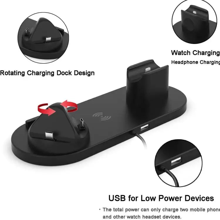 HQ-UD15-upgraded 6 in 1 Wireless Charger For iPhone Apple Watch AirPods and Other Android Phones