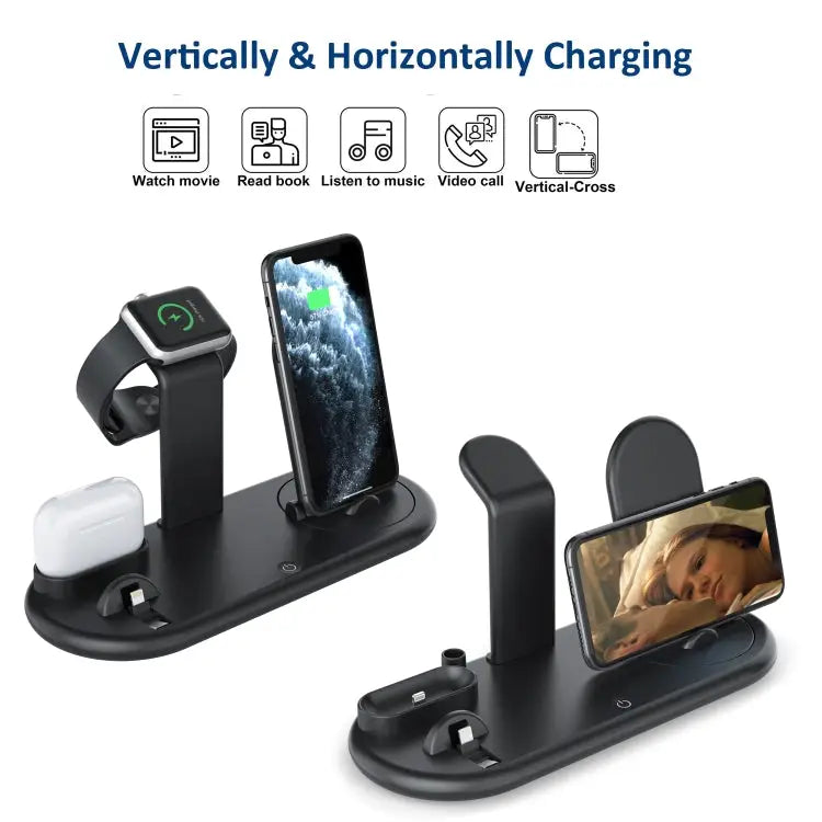 HQ-UD20 Mobile Phone Watch Multi-Function Charging Stand Wireless Charger for Phones & Apple Watch & Airpods - HQ-UD20