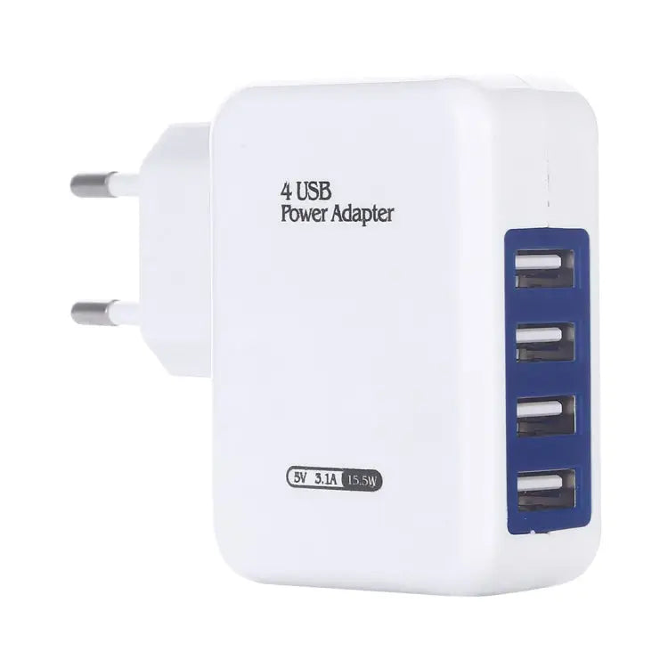 HT-CD03 15.5W 5V 3.1A 4-Port USB Wall Charger Travel Charger EU Plug - HT-CD03