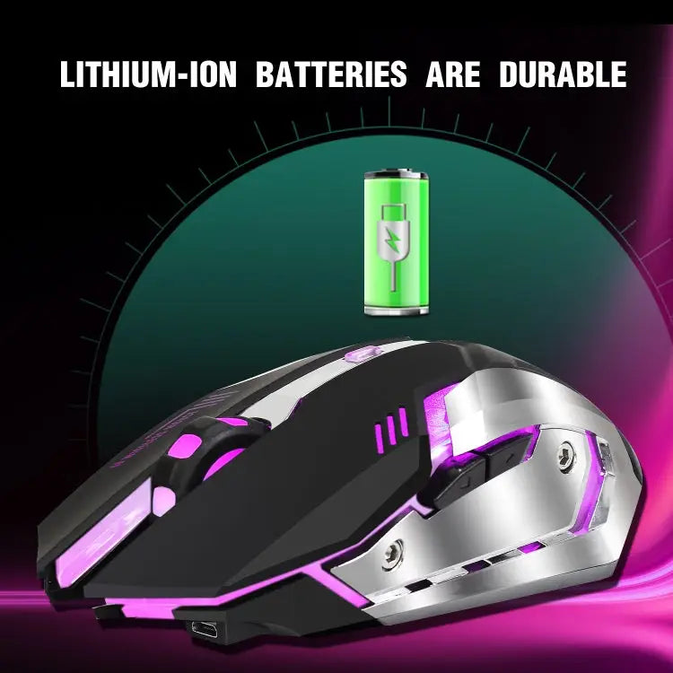 HXSJ M10 2.4GHz 6-keys USB Rechargeable Colorful Lighting Ergonomic 2400DPI Wireless Optical Gaming Mouse for Desktop