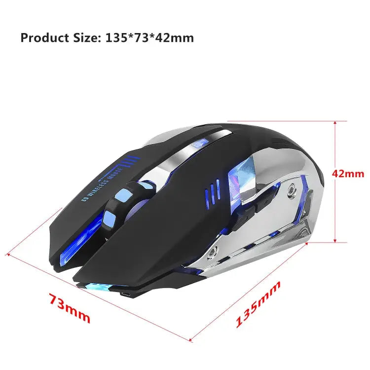 HXSJ M10 2.4GHz 6-keys USB Rechargeable Colorful Lighting Ergonomic 2400DPI Wireless Optical Gaming Mouse for Desktop