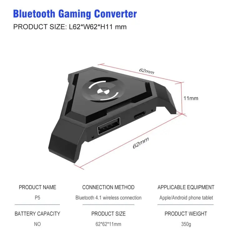 HXSJ P5 Bluetooth 4.1 Keyboard Mouse Bluetooth Gaming Converter Can Not Be Pressed Version
